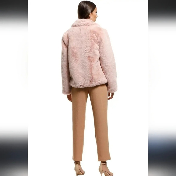 NWOT Badgley Mischka Pink Faux Fur Cheetah Teddy Coat Small - Picture 6 of 6